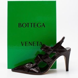 New The Point Leather Slingback ShoesEU39.5 Crushed available in 9.5 black